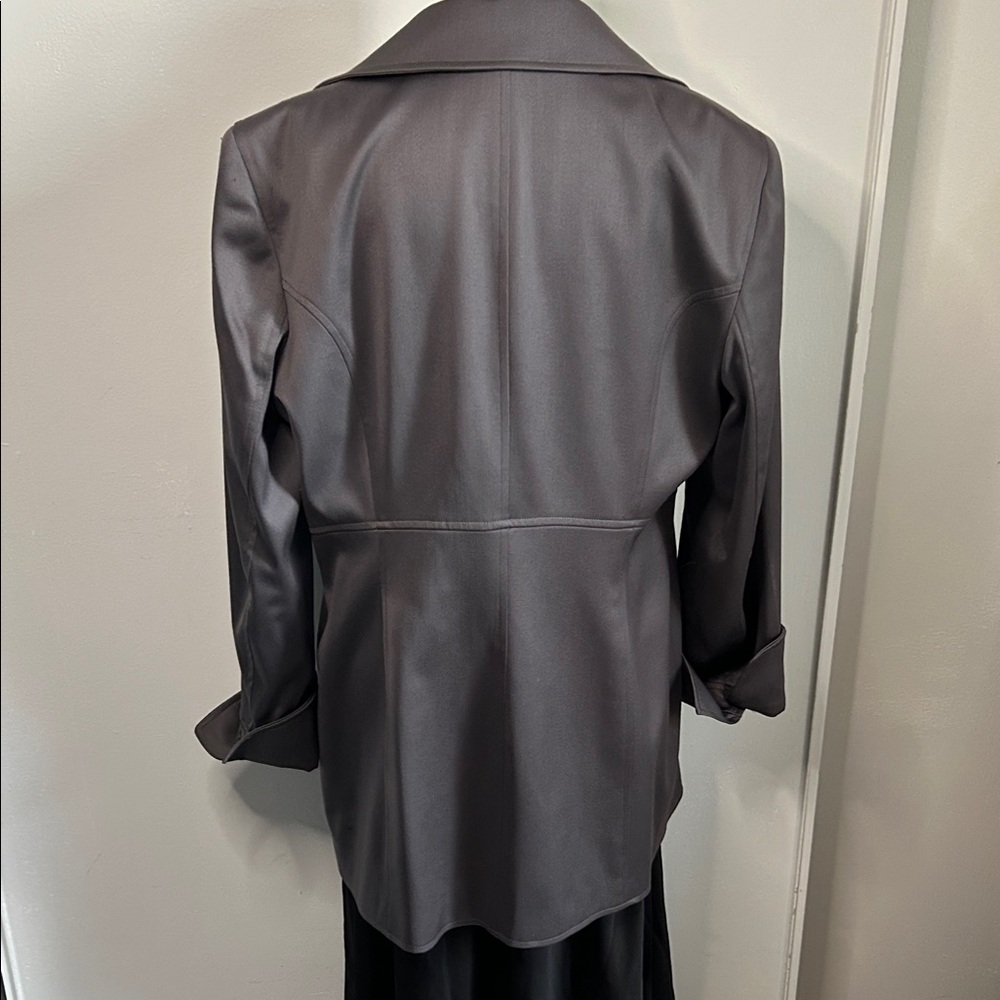Ellen Tracy Women's Dark Gray Sleek Look 2  Button Long Fitted Blazer Jacket - Picture 3 of 11